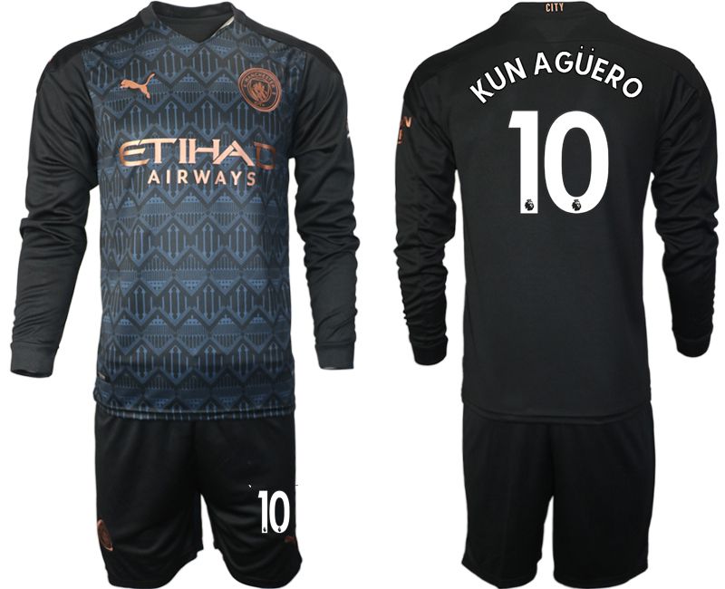 Men 2020-2021 club Manchester city home long sleeve #10 black Soccer Jerseys->manchester city jersey->Soccer Club Jersey